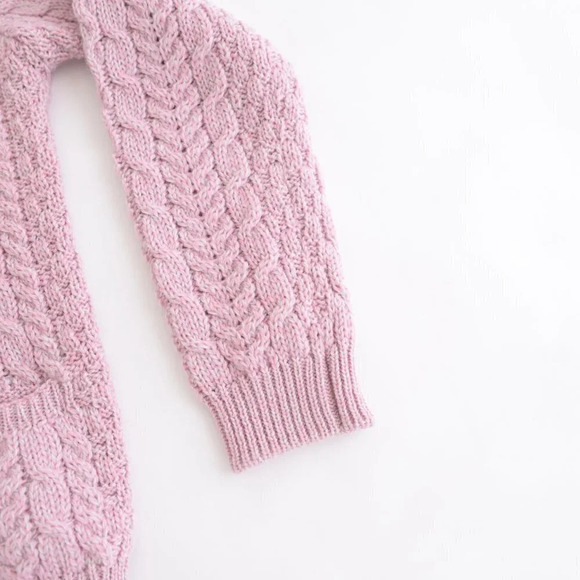 Ireland  Seye 100% Wool Ribbed Lilac Button Down Cardigan XS - Picture 6 of 14